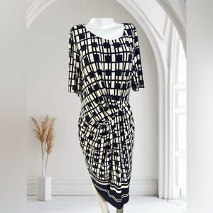 Navy and White Geometric Dress